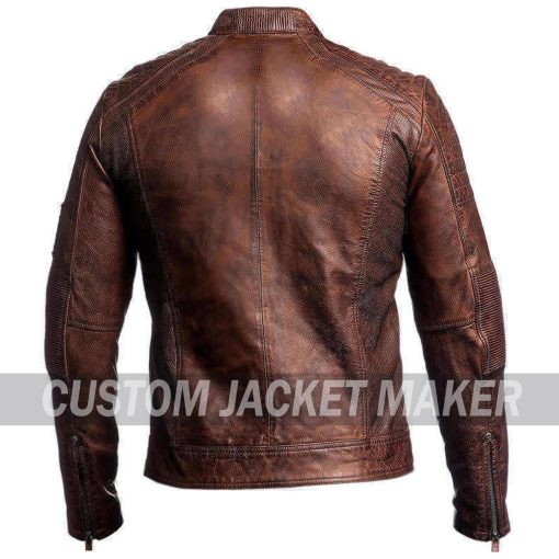 Monty High Street Biker Brown Leather Jacket - Image 2