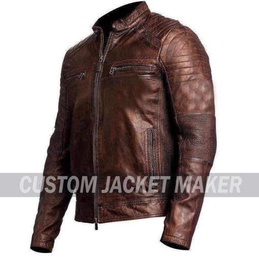 Monty High Street Biker Brown Leather Jacket - Image 3