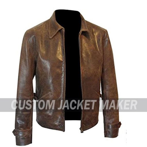 Teak Wood Garage Biker Brown Leather Jacket