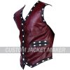 Freaky Just tanned Vest Burgundy Leather Jacket 4 51