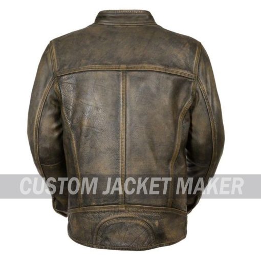 Cooper Snake Patch Biker Green Leather Jacket - Image 2