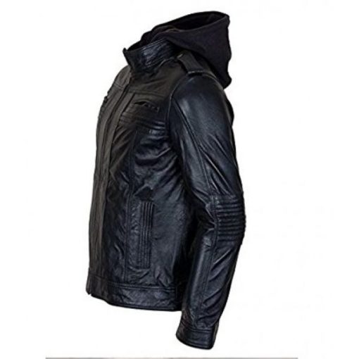 Black Leather Jacket Men's AJ Style Wrestler WWE - Image 4