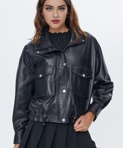 Dora Black Leather Jacket for Women