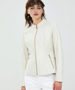 Diana White Sheepskin Leather Jacket For Women's