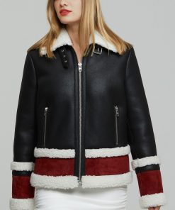 Daisy Black Leather Jacket For Women's