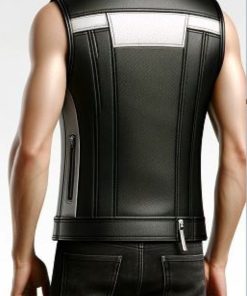Men Black Leather Vest