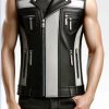 Men Black Leather Vest