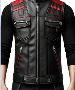 Men Black Stlish Leather Vest