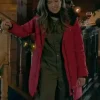 Nichole Sakura red hooded jacket from The Finnish Line 2024 – Custom Jacket Maker